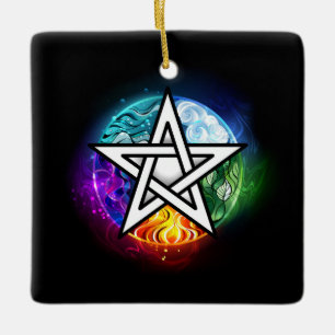 Wiccan pentagram ceramic ornament