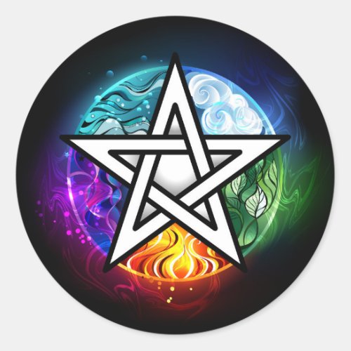 Wiccan pentagram classic round sticker