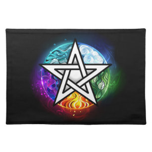 Wiccan pentagram cloth placemat