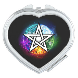 Wiccan pentagram compact mirror