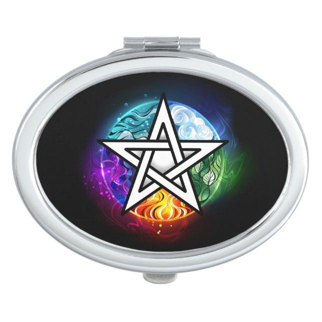 Wiccan pentagram compact mirror (Front)