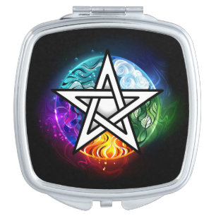 Wiccan pentagram compact mirror