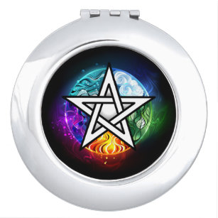 Wiccan pentagram compact mirror