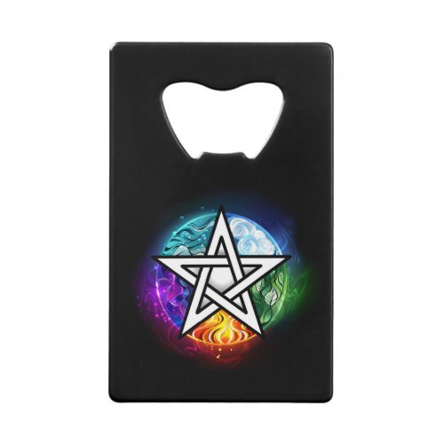 Wiccan pentagram credit card bottle opener