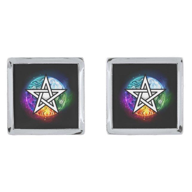 Wiccan pentagram cufflinks (Front)