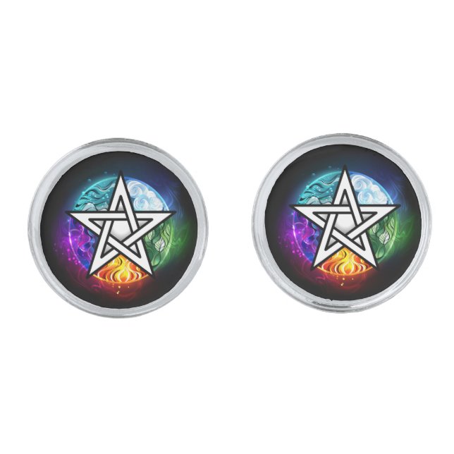 Wiccan pentagram cufflinks (Front)