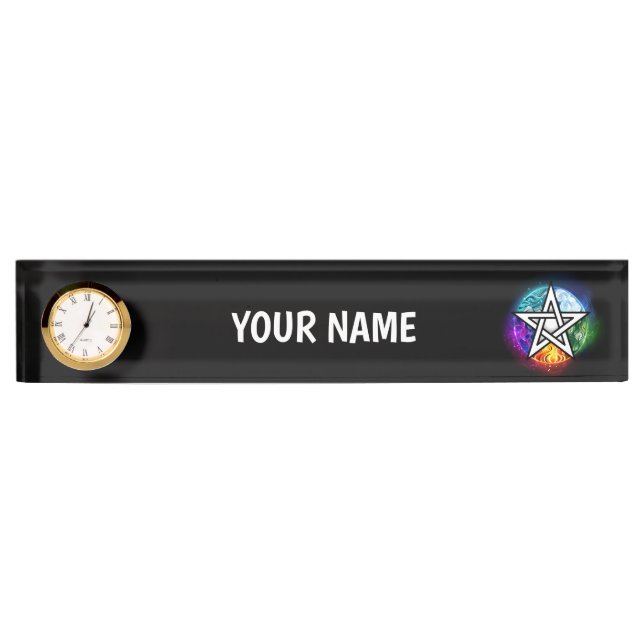 Wiccan pentagram desk name plate (Front)