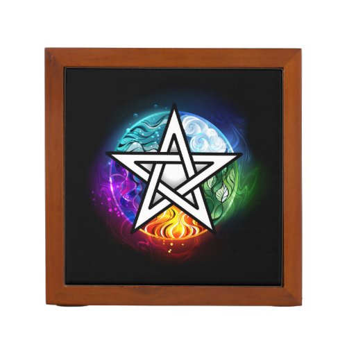Wiccan pentagram desk organizer