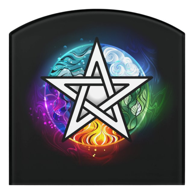 Wiccan pentagram door sign (Contour Front)