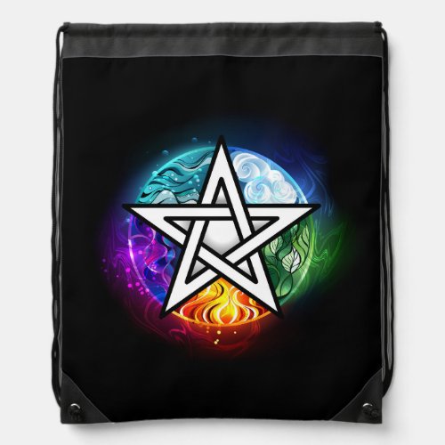 Wiccan pentagram drawstring bag
