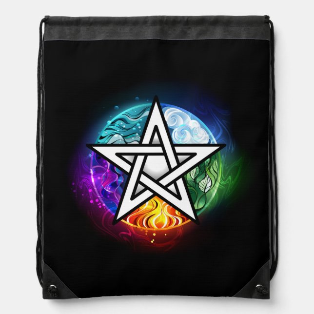 Wiccan pentagram drawstring bag (Front)