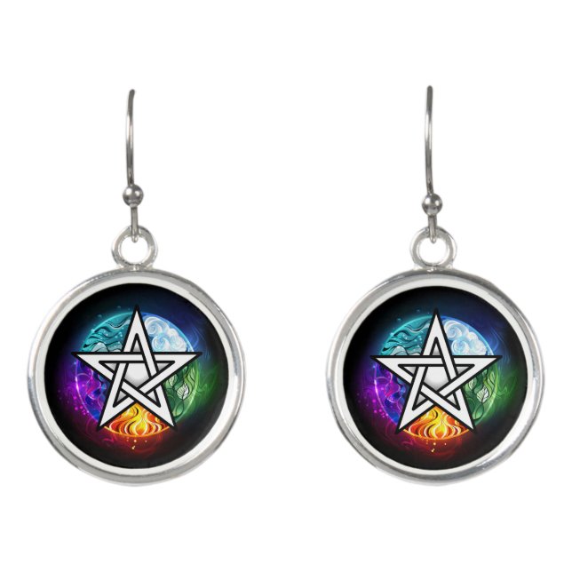 Wiccan pentagram earrings (Front)