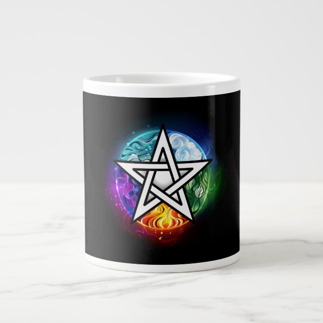 Wiccan pentagram giant coffee mug (Front)