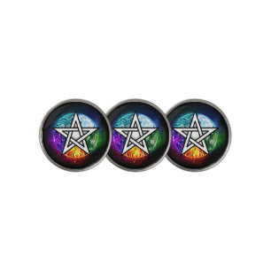 Wiccan pentagram golf ball marker