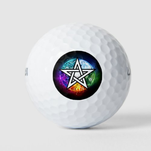 Wiccan pentagram golf balls