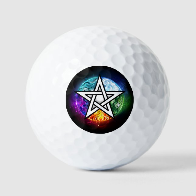 Wiccan pentagram golf balls (Front)