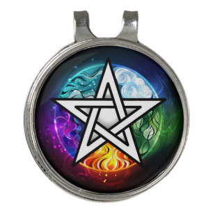 Wiccan pentagram golf hat clip