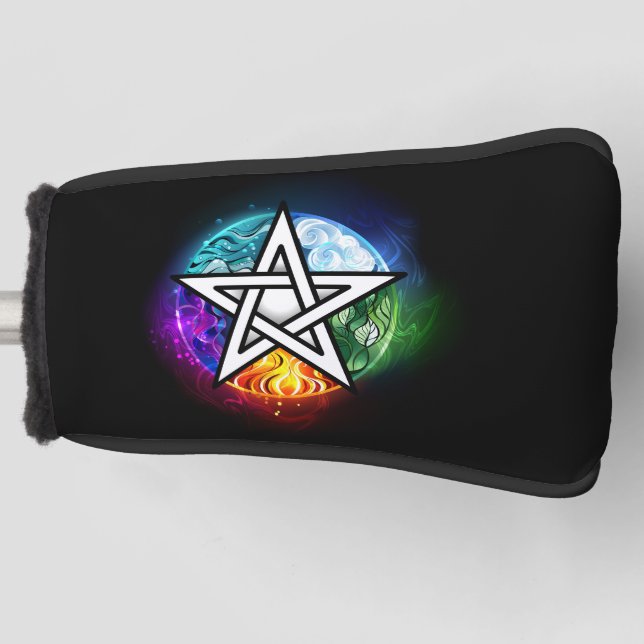 Wiccan pentagram golf head cover (Front)