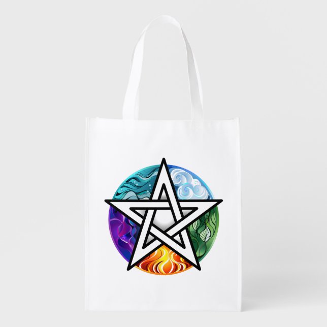 Wiccan pentagram grocery bag (Front)