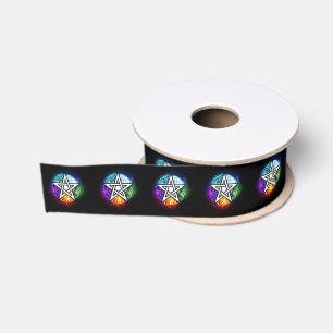 Wiccan pentagram grosgrain ribbon