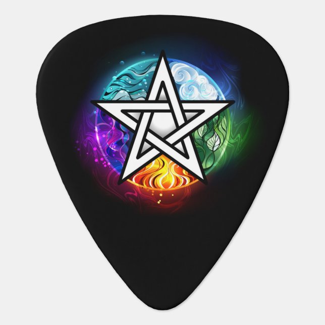 Wiccan pentagram guitar pick (Front)