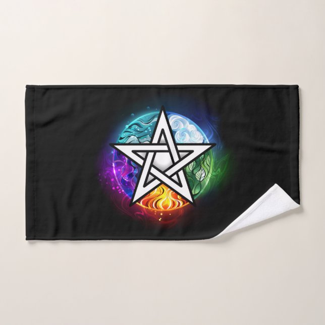 Wiccan pentagram hand towel  (Hand Towel)