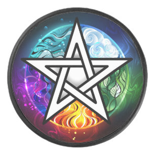 Wiccan pentagram hockey puck