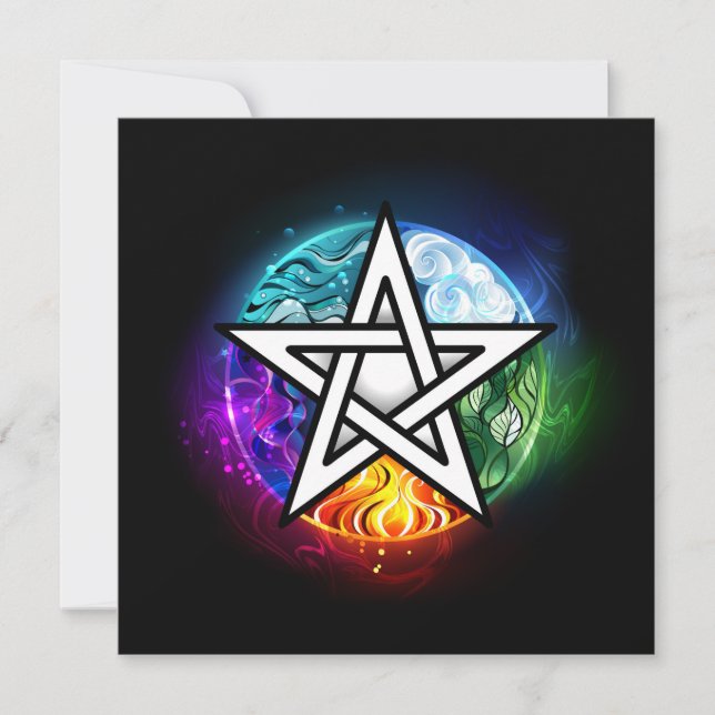 Wiccan pentagram holiday card (Front)