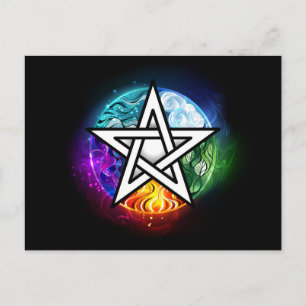 Wiccan pentagram holiday postcard