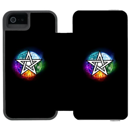 Wiccan pentagram iPhone SE55s wallet case