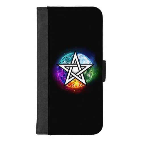 Wiccan pentagram iPhone 87 plus wallet case