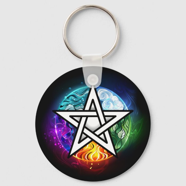 Wiccan pentagram keychain | Zazzle