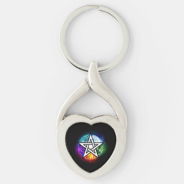 Wiccan pentagram keychain | Zazzle