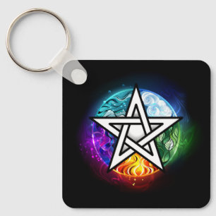 Wiccan pentagram keychain