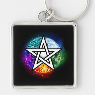 Wiccan pentagram keychain
