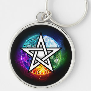 Wiccan pentagram keychain