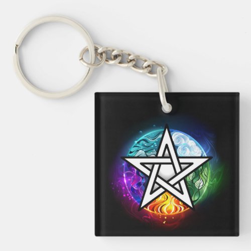 Wiccan pentagram keychain