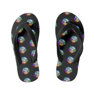 Wiccan pentagram kid's flip flops