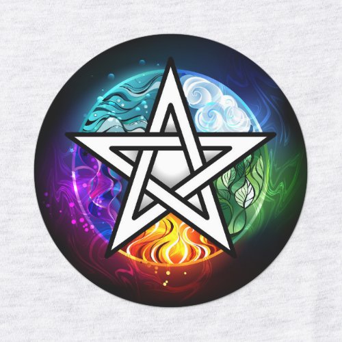 Wiccan pentagram kids labels