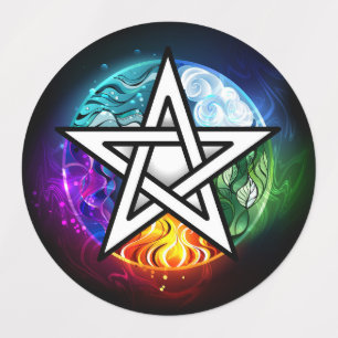 Wiccan pentagram kids' labels