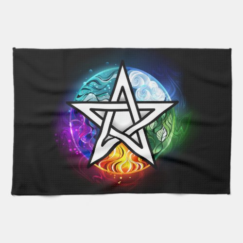 Wiccan pentagram kitchen towel