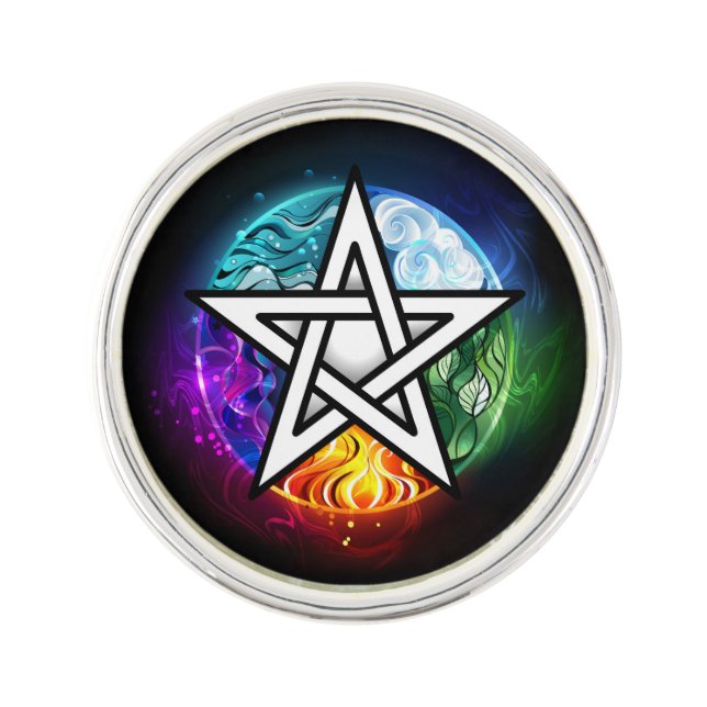 Wiccan pentagram lapel pin (Front)