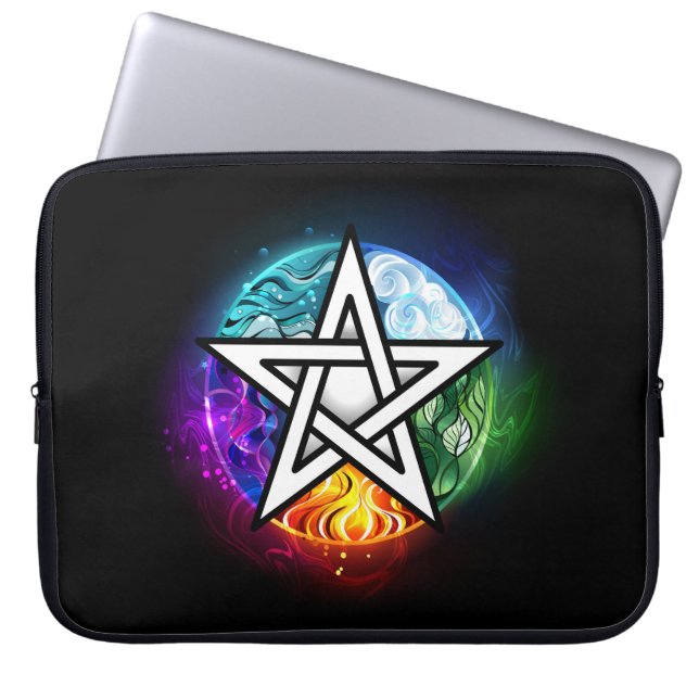 Wiccan pentagram laptop sleeve (Front)