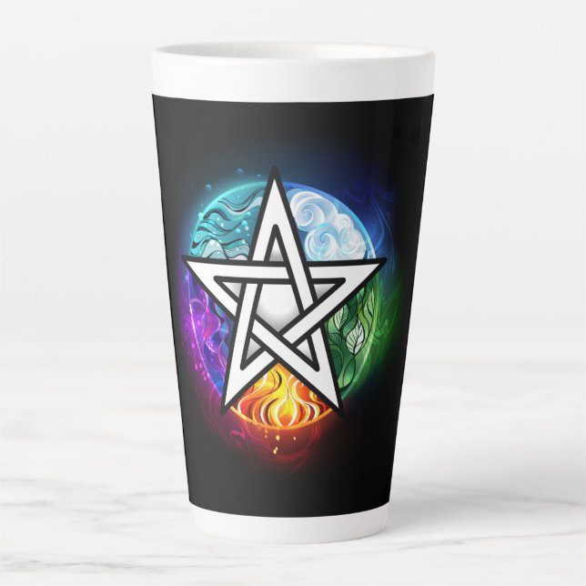Wiccan pentagram latte mug (Front)