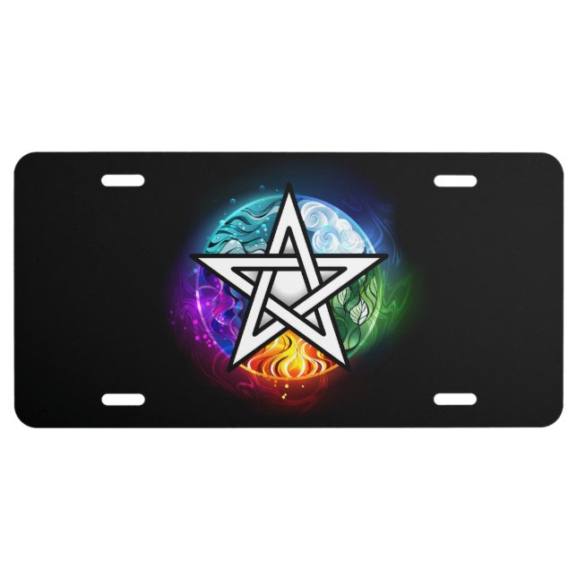 Wiccan pentagram license plate (Front)