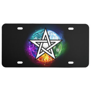Wiccan pentagram license plate