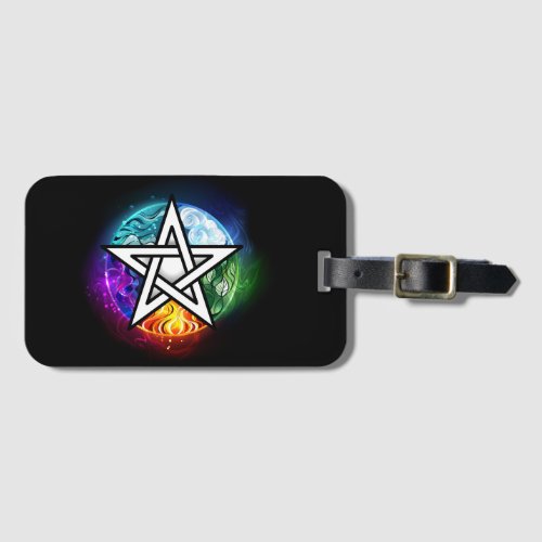 Wiccan pentagram luggage tag