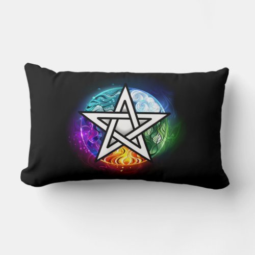 Wiccan pentagram lumbar pillow