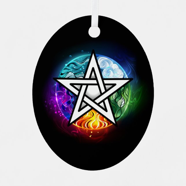 Wiccan pentagram metal ornament (Front)