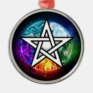 Wiccan pentagram metal ornament